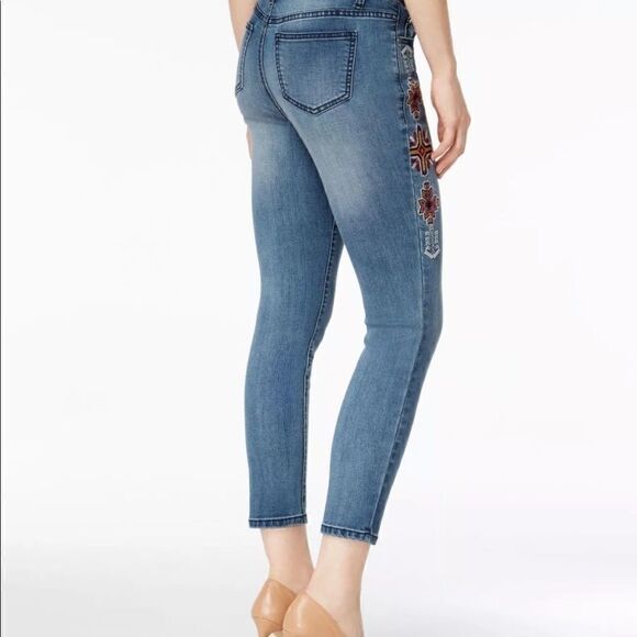 Earl Jeans Embroidered Skinny Ankle Jeans Boho - Picture 2 of 13